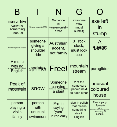 holiday bingo Card