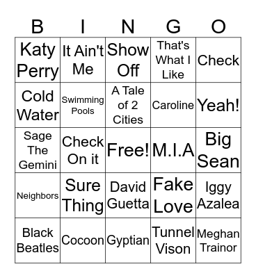 Music Bingo (2) Bingo Card
