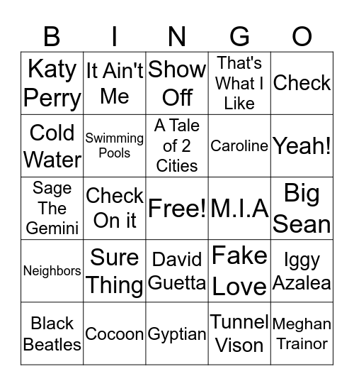 Music Bingo (2) Bingo Card