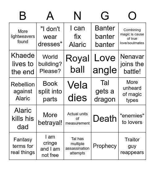 The Hurricane Wars Bingo Card
