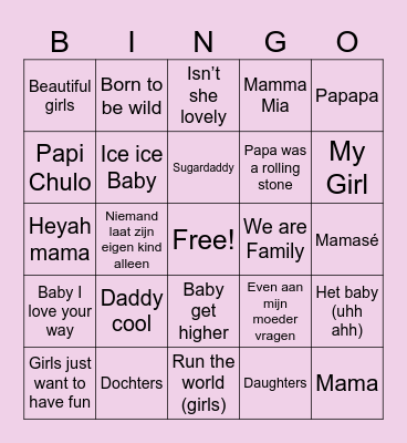 Baby muziekbingo Card