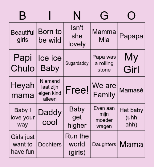 Baby muziekbingo Card