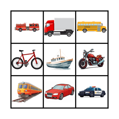 Transportation Bingo Card