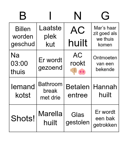 GIRLS NIGHT Bingo Card
