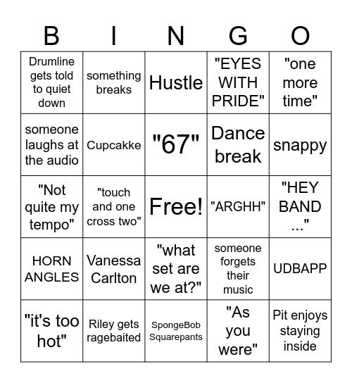 MHSMB BINGO Card