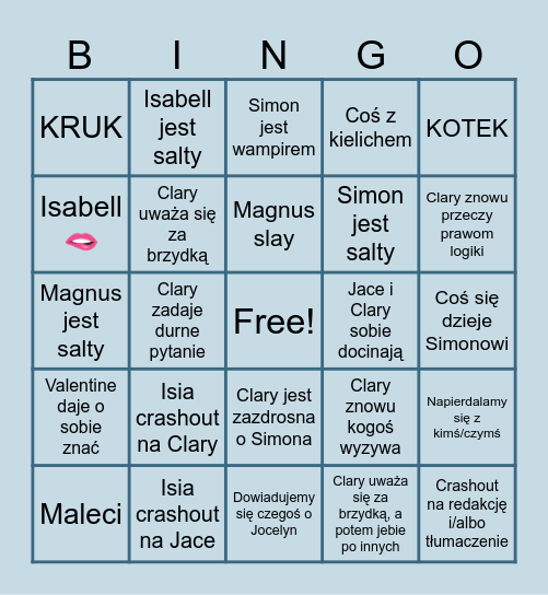 PIEKŁO (czytanie darów anioła) Bingo Card
