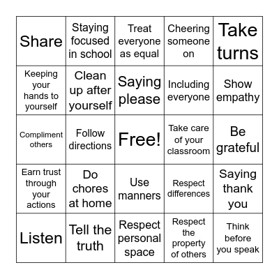 Respect BINGO Card