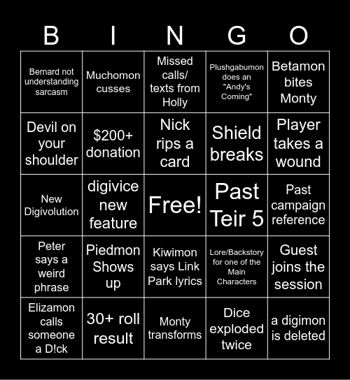 Session 13 Bingo Card