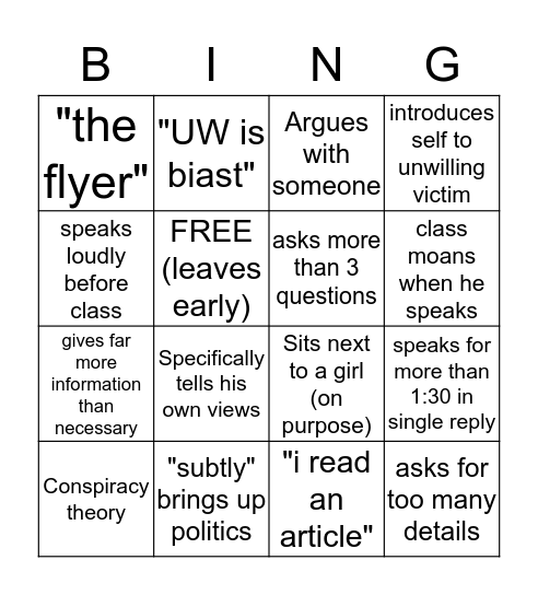 Newspaper Bingo Card