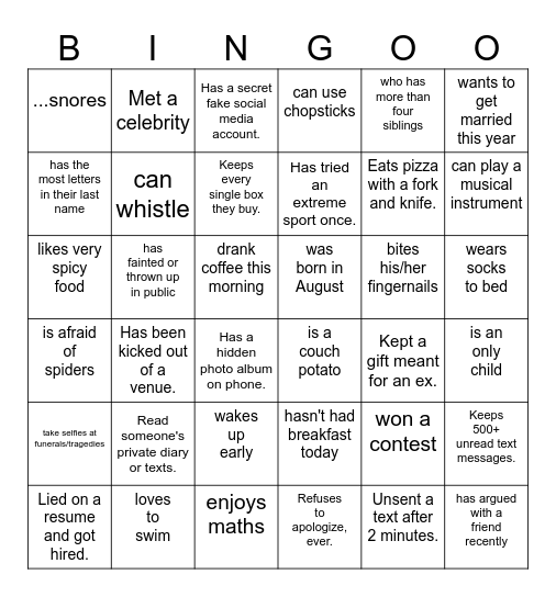 FIND SOMEONE WHO Bingo Card
