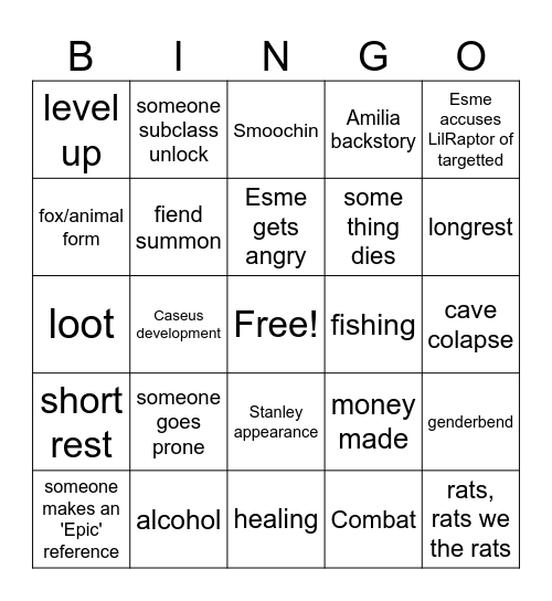 Session 8 of VTable Bingo Card