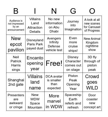 D23 Bingo Card