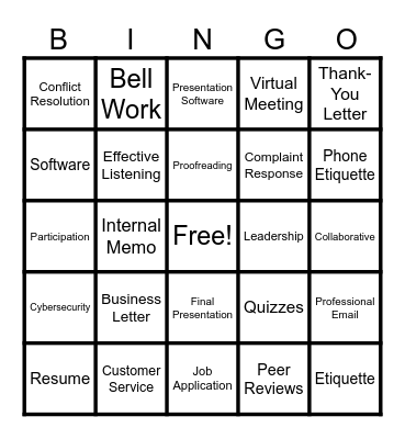 Business Communication Bingo Card