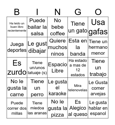 Dia de Inmersion Bingo Card