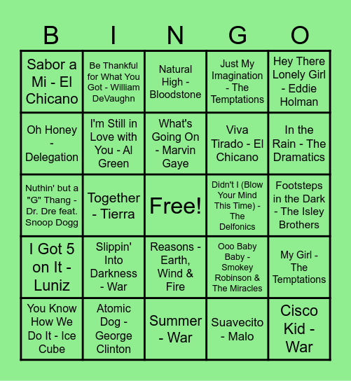 Low Rider Hits Bingo Card