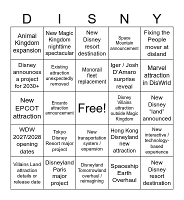 D23 Bingo Card
