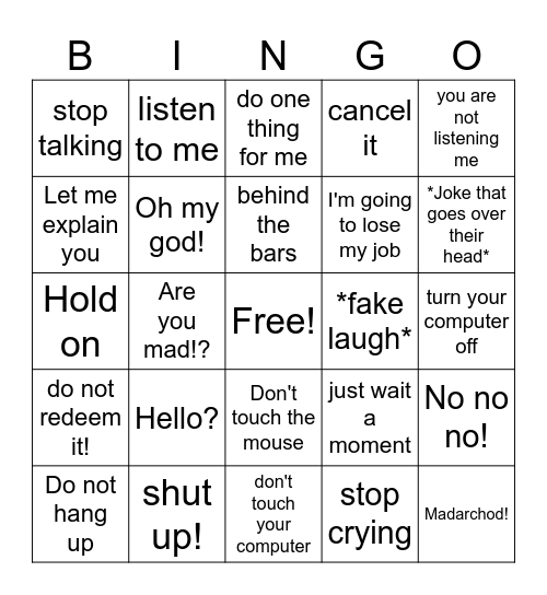 JEET SCAMMER BINGO Card