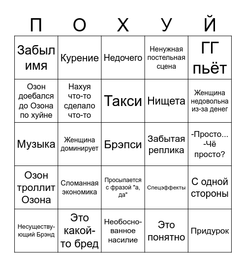 Предикты по озону Bingo Card