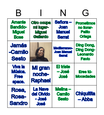 Bingo Musical Bingo Card