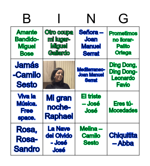 Bingo Musical Bingo Card