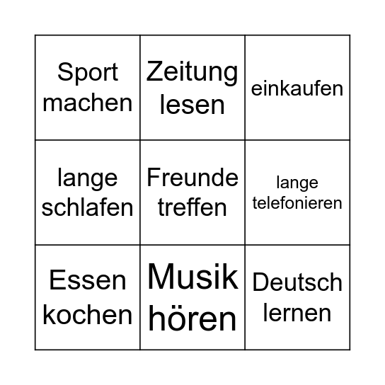 Perfekt Bingo Card