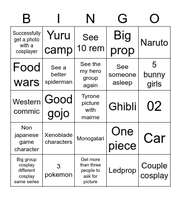 Comiket 108 bingo Card