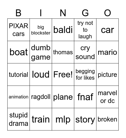 blocksworld bingo Card