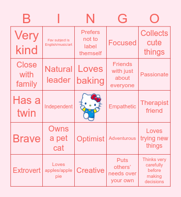 TAoHK&I Kinnies - Hello Kitty Bingo Card