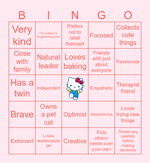 TAoHK&I Kinnies - Hello Kitty Bingo Card