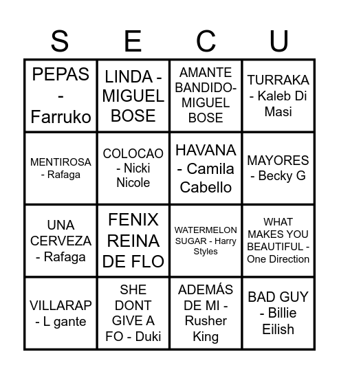BINGO MUSICAL Bingo Card