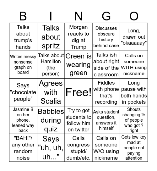 Green-go Bingo Card