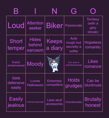 TAoHK&I Kinnies - Kuromi Bingo Card