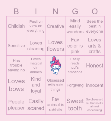TAoHK&I Kinnies - My Melody Bingo Card