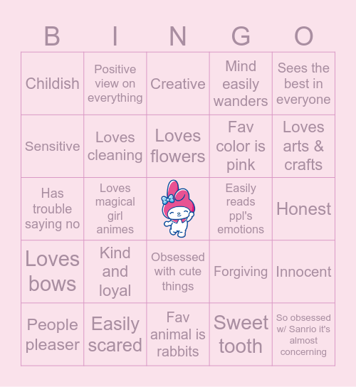 TAoHK&I Kinnies - My Melody Bingo Card
