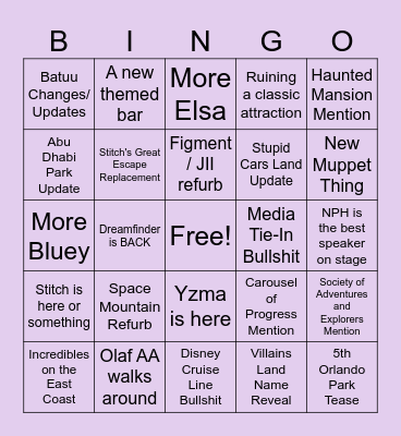 Horizons Bingo Card