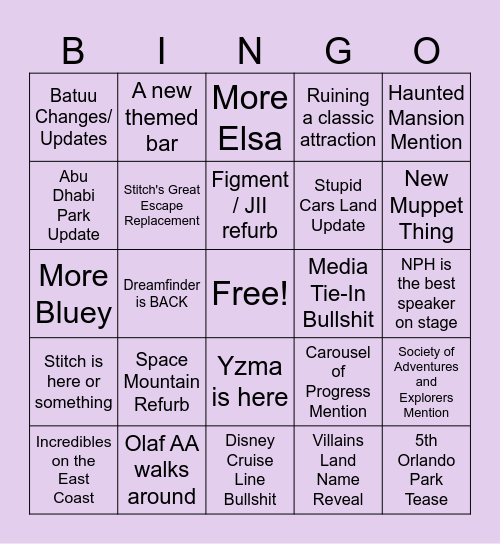 Horizons Bingo Card
