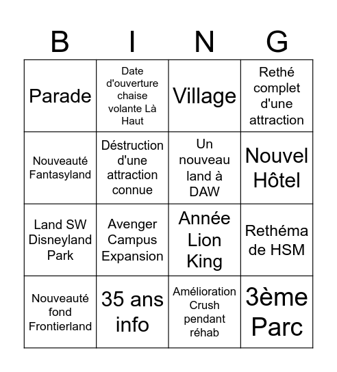 D23 DLP Bingo Card