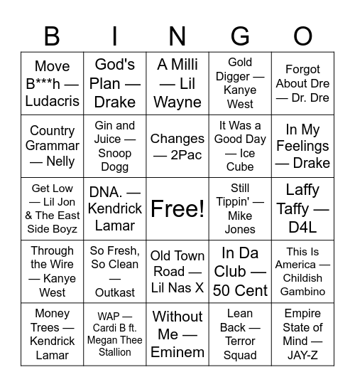 Hop Hop Bingo Card