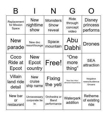 D23 Bingo Card
