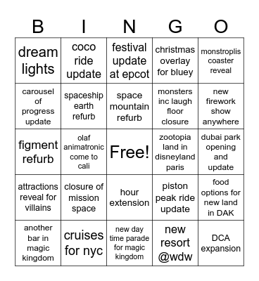 d23 horizons showcased Bingo Card