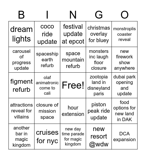 d23 horizons showcased Bingo Card