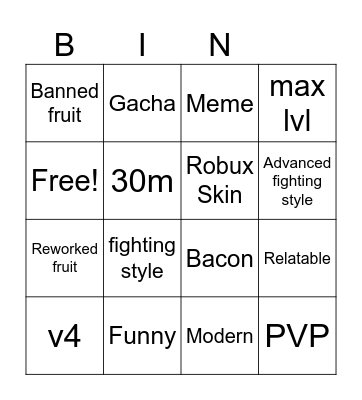 Untitled Bingo Card