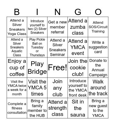 Silver Sneakers Bingo Card