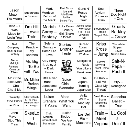 Thirsty For Knowledge Music Bingo Card