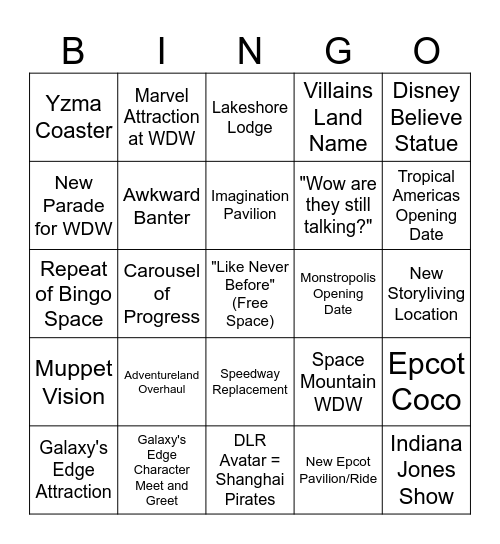 D23 Bingo Card