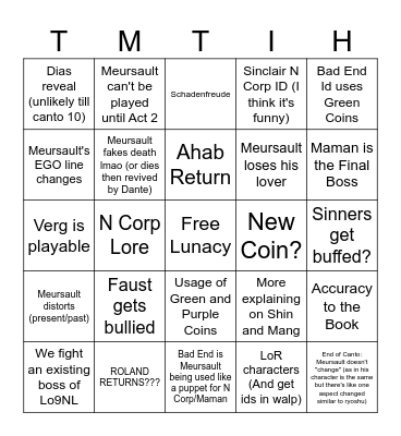 Canto 9 Bingo Card