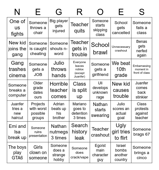 2026-27 School Year Bingo Card