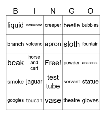 Vocabulary Bingo Card