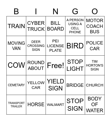 BUS BINGO Card