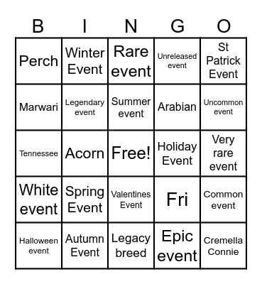 Wild Horse island throwback Bingo Card